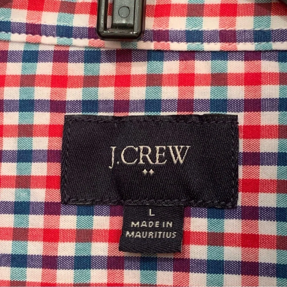 J. CREW. Red/White Checked, Long Sleeves Shirt. Size L. 100% Cotton. Slim fit.
